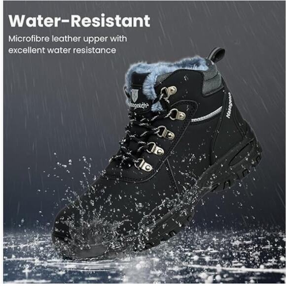 Nasogetch Steel Toe Work Boots 11.5 Fleece Lined Non Slip Lightweight
